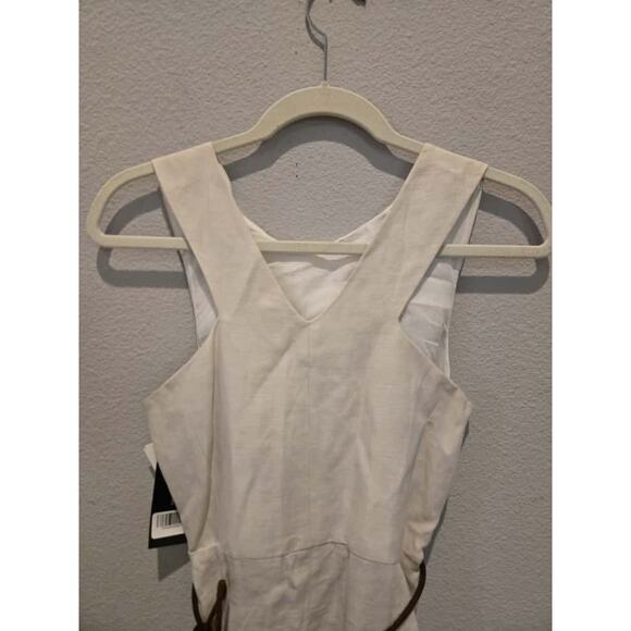 Weekend Max Mara Women's Striped Linen Midi Dress Size 6 Multicolor Brown White - Picture 8 of 12